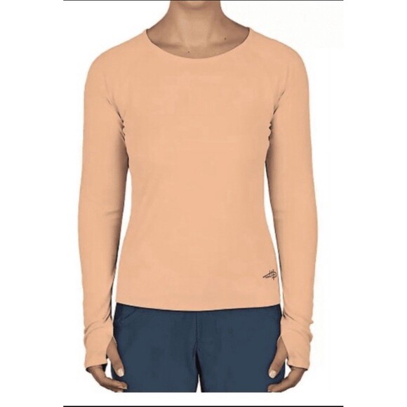 Reel Life Women's UV Sun Protection Long Sleeve Shirt XXL Peach Swim Top Plus SZ - Picture 4 of 5